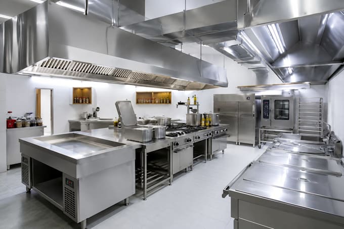 design and render professional commercial kitchen interiors in 3d