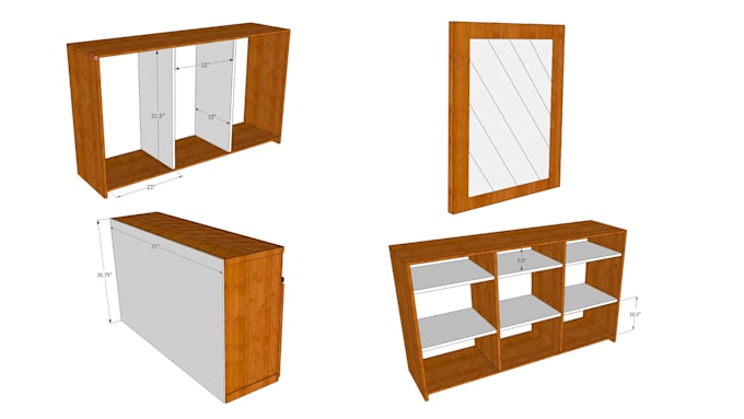 create woodworking plans and cut list for TV stands, wardrobes and cabinets