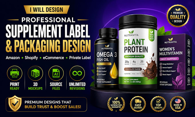 design professional label, supplement label packaging design for ecommerce