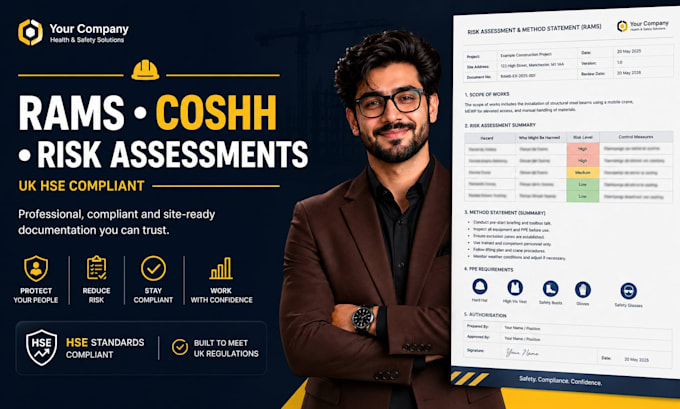 provide UK hse rams, coshh and jha risk assessment method statement