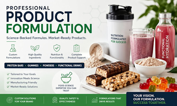 develop custom protein bars, gummies, supplements, and functional drinks