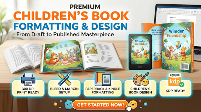 do interior children book layout formatting paperback kids ebook cover design