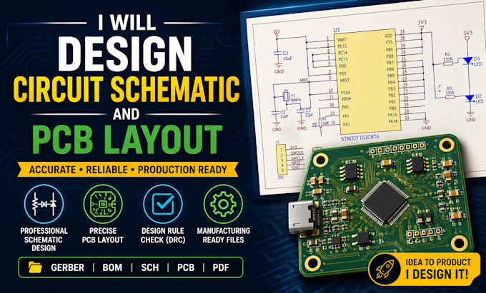 design professional pcb, gerber files and circuit schematic