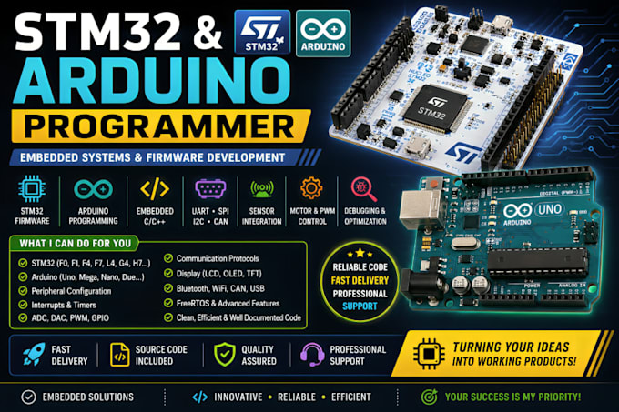 develop stm32 and arduino firmware for your project
