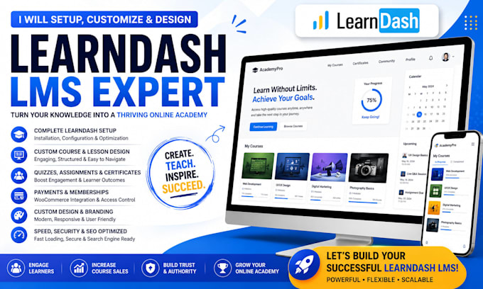setup and customize your learndash lms wordpress elearning website