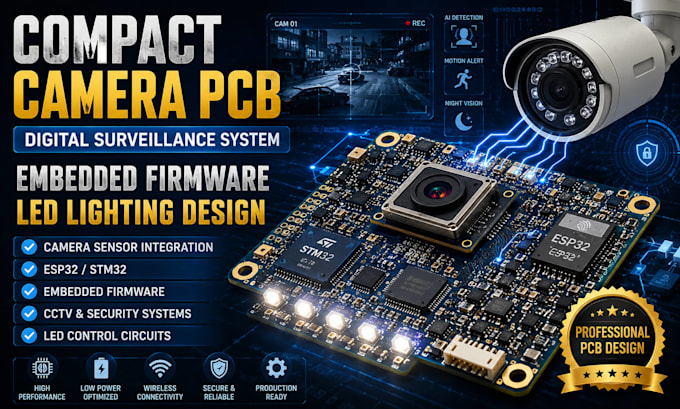 design compact camera pcb, digital surveillance system, embedded firmware led