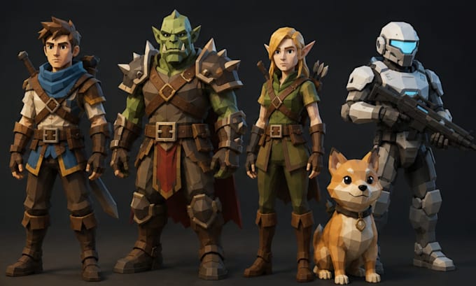custom 3d low poly character, stylized character model for game and 3d printing