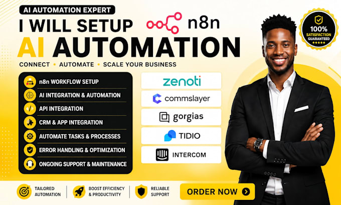 setup n8n ai automation for zenoti crm commslayer gorgias tidio intercom