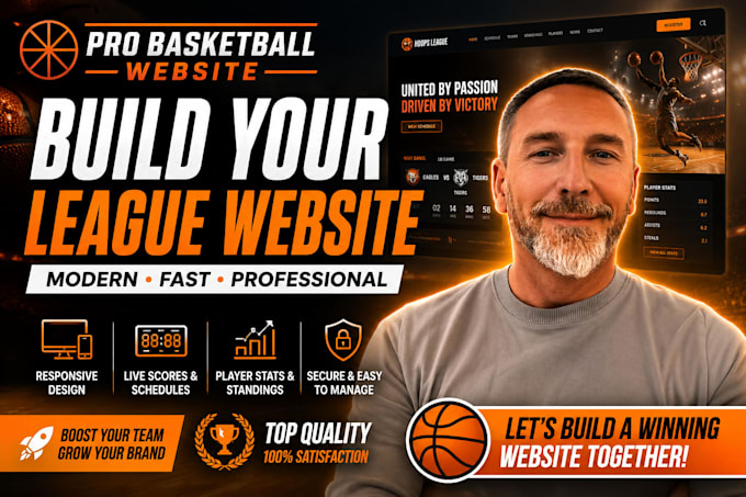create a professional basketball league, tournament or association website