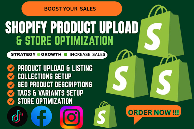 do shopify product upload and store optimization