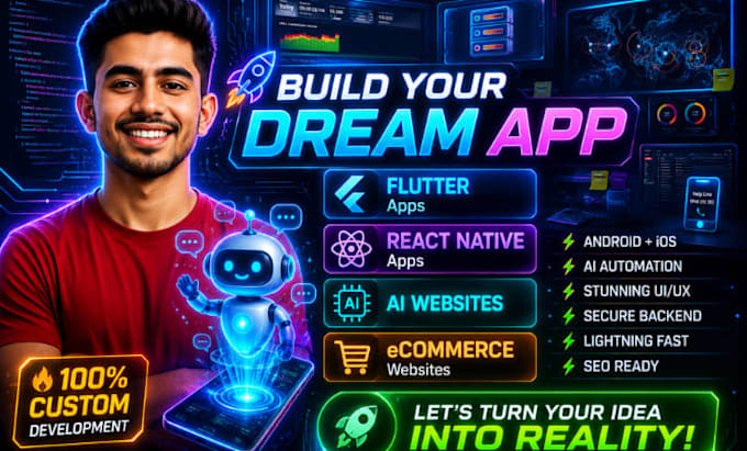 build flutter react native mobile apps and ai ecommerce websites