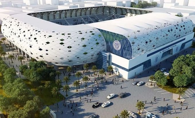 do cgi stadium design, basketball, tennis filed, sport complex and 3d rendering