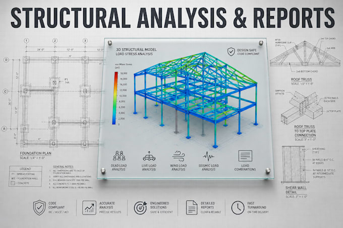 create georgia structural analysis layouts, structural plans, report