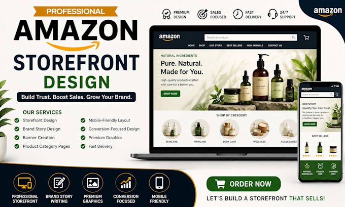 amazon storefront design with brand story writing for store