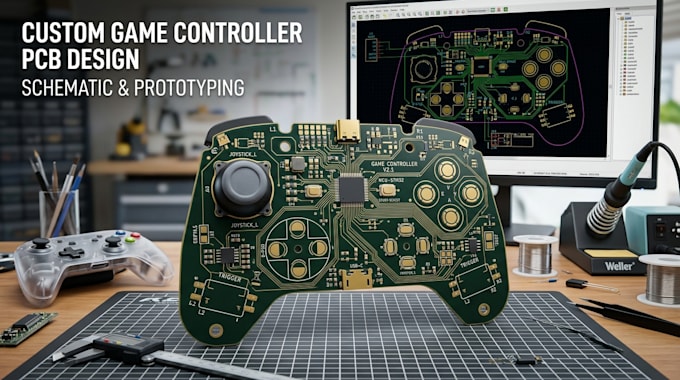 design custom game controller pcb with joystick and circuit design