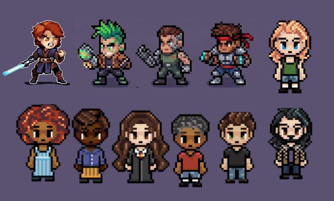 do 2d retro pixel art character sprites pixel animation isometric pixel game art