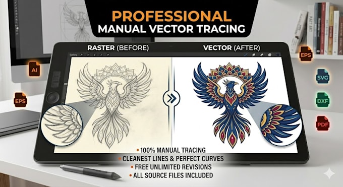 do professional manual vector tracing