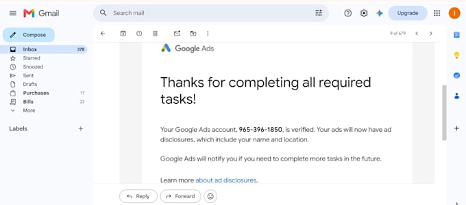 complete google advertiser verification and bov the same day