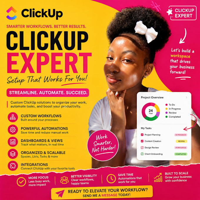 your clickup consultant setup clickup dashboard clickup workflow automation crm
