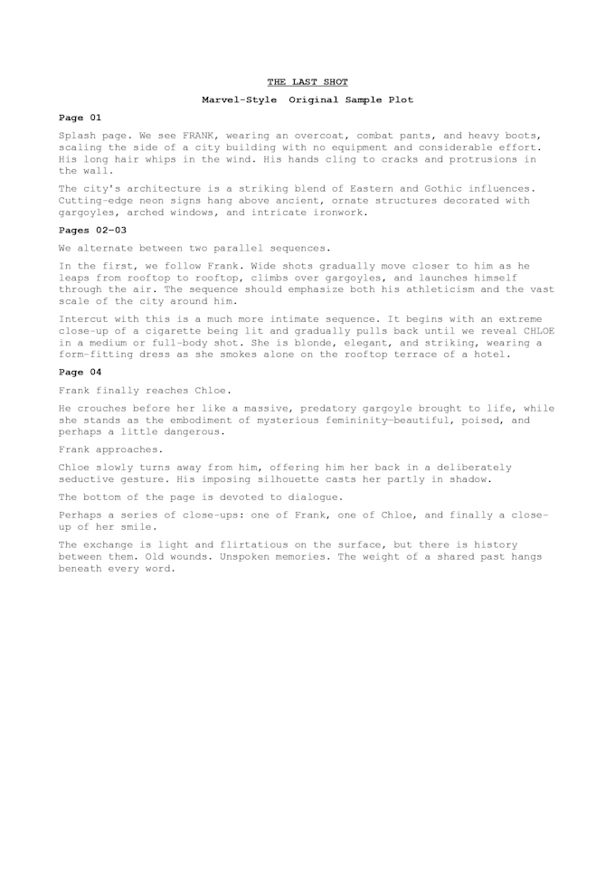 your comic book script, outline, or editorial pitch