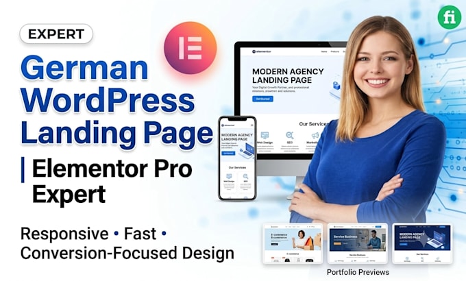 design german wordpress landing page website, one page site for lead generation