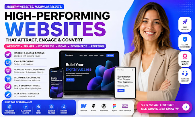 develop webflow website figma framer landing page ecommerce wordpress redesign