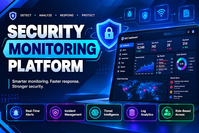 develop a custom soc dashboard and siem security monitoring platform