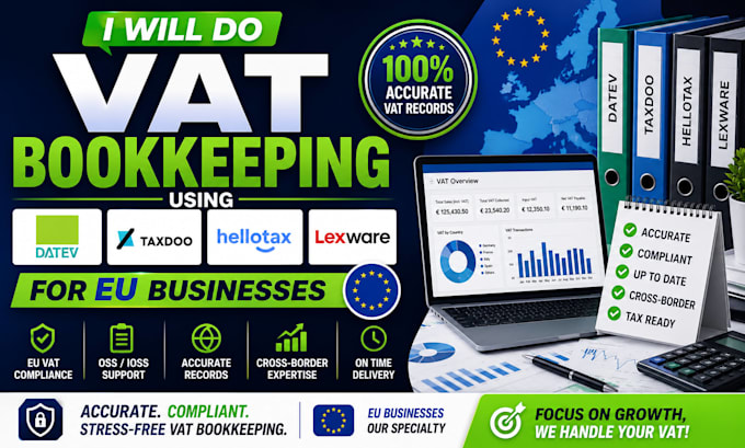 do vat bookkeeping using datev, taxdoo, hellotax, lexware for eu businesses