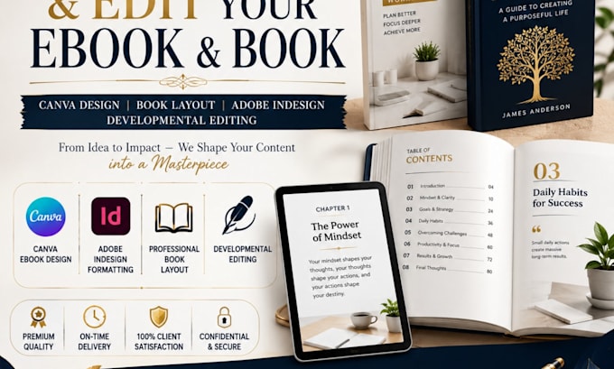 do canva ebook design layout design developmental editing adobe indesign format