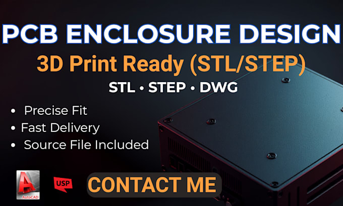 design pcb enclosure for 3d printing using autocad with enclosure design