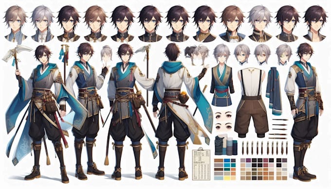 create original anime character sheet or reference for