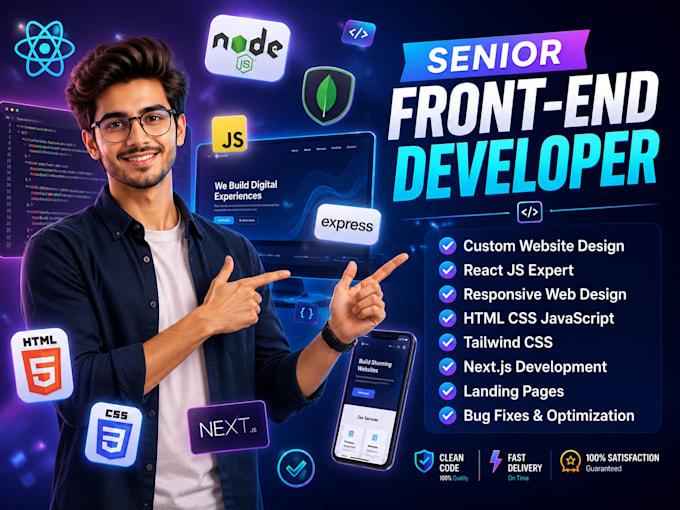 be senior front end developer, custom website, full mern stack developer
