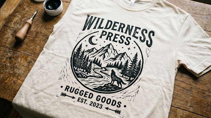 create linocut t shirt design for brands