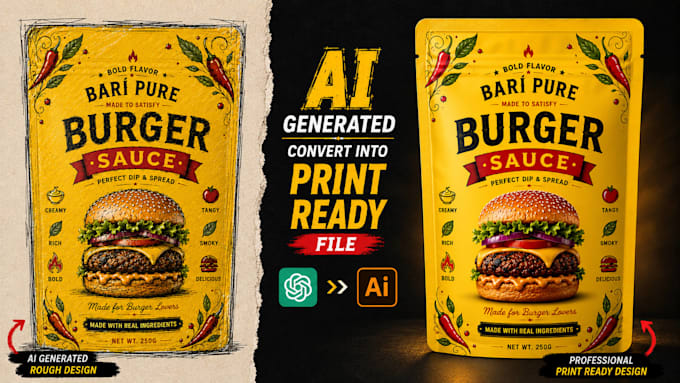 convert ai generated packaging design into print ready file