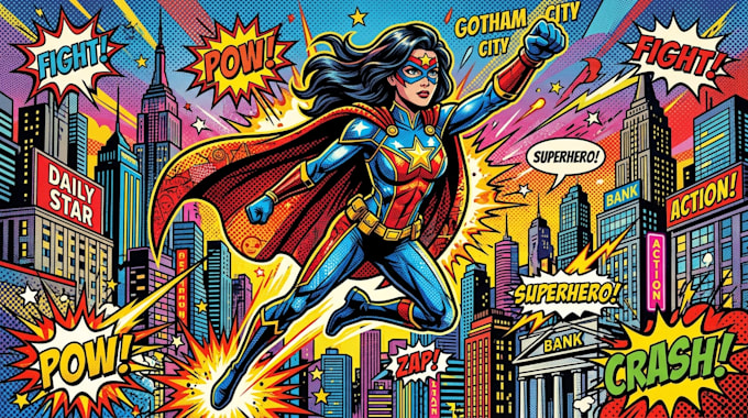 illustrate a superhero pop art portraits