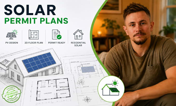 solar permit plans, pv drawings, residential solar permit, 2d floor plan
