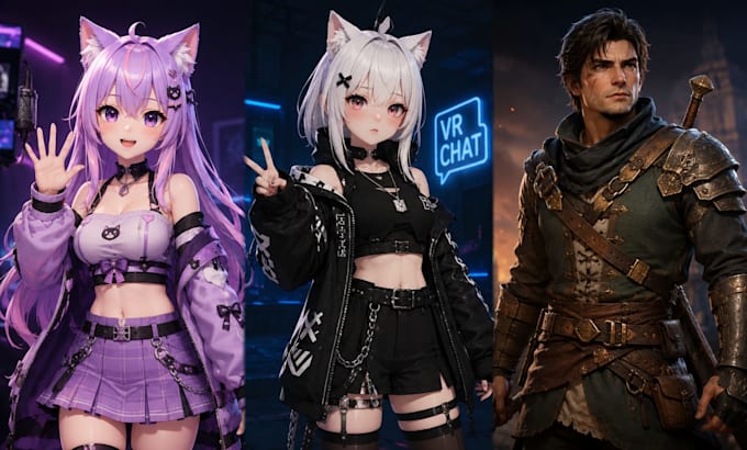 create 3d character models for vtuber, anime, 3d rigging and vroid in my style