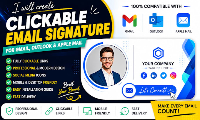 create clickable email signature for gmail, outlook and apple