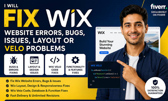 fix wix website errors, wix bugs, wix issues, wix layout or velo problems
