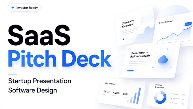 design saas pitch deck, tech startup deck and software presentation design