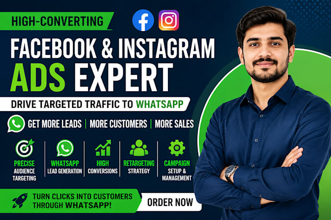 create and manage facebook instagram ads for more whatsapp leads