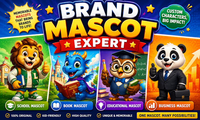 create childrens brand mascot and cartoon characters