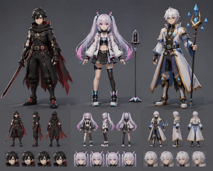 create low poly 3d characters for games, vtuber, unity and unreal