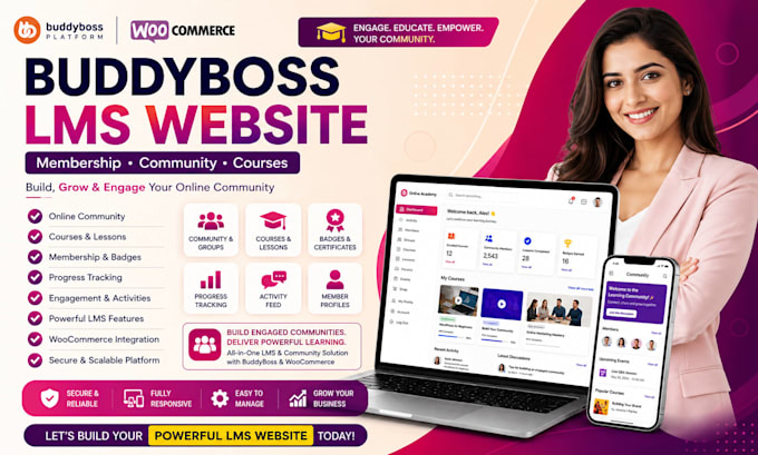 build wordpress lms website with learndash, buddyboss tutor lms pro, masterstudy