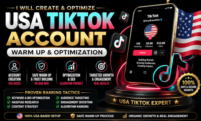create usa tiktok account, tiktok usa, usa tik tok, warm up and optimization