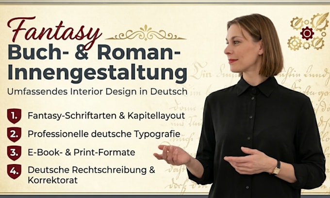 do fantasy book formatting and and novel interior design for german book
