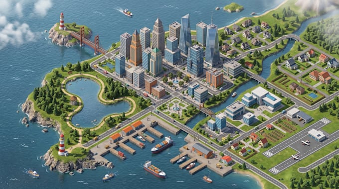 detailed isometric maps, vector map illustration and interactive maps