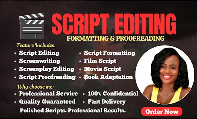 edit, proofread, format, movie script, tv series, screenplay, using final draft