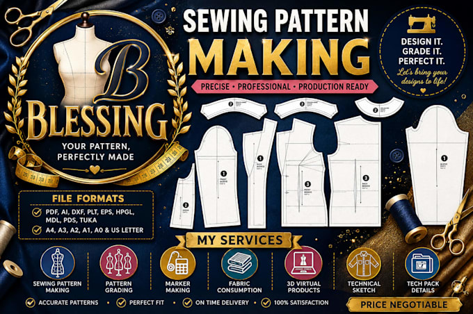 create professional sewing patterns, grading for any garments in PDF and dxf