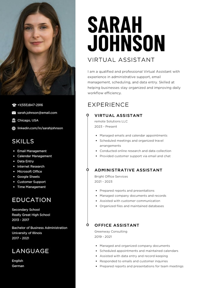 design a professional resume and CV in canva